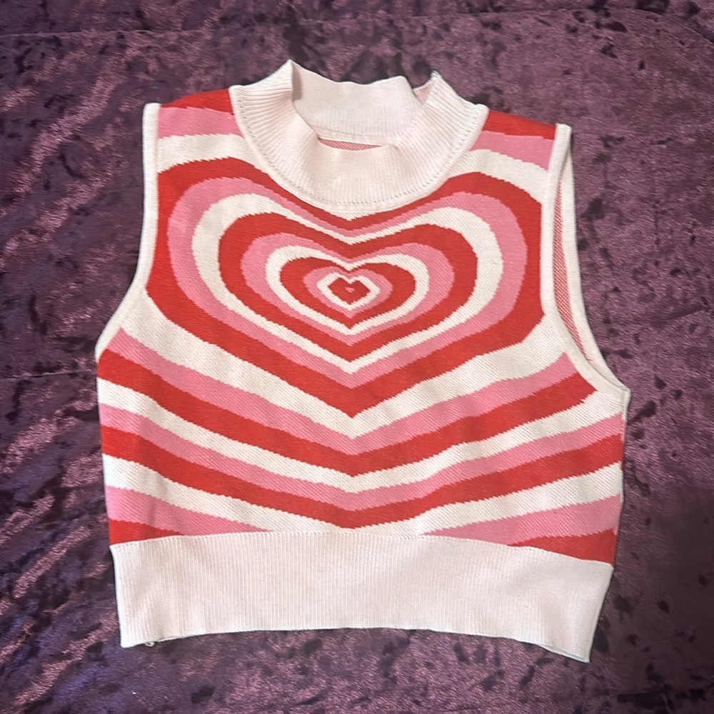 Heart cropped high neck sweater